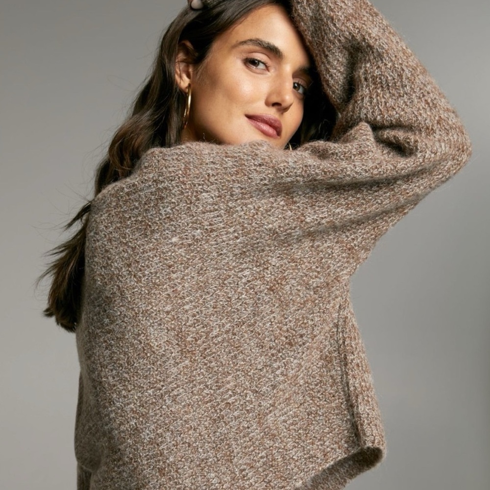Aritzia Babaton Tessin Sweater Alpaca Wool Heather Natural Tan Size Small - Picture 3 of 7